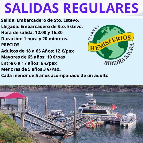 Cañon del Sil Ribeira Sacar. Salida y regreso de Santo Estevo. Cañon del Sil Ribeira Sacar. Salida y regreso de Santo Estevo.